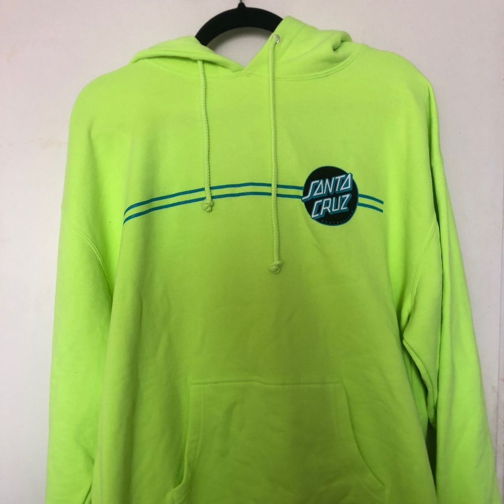 Santa Cruz Skateboards Logo Neon Green  Hoodie Sweatshirt Womens Large